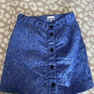 Ganni Royal Blue Textured Mini Skirt